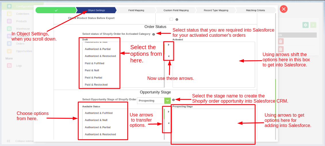 Object settings order and opportunity stage options