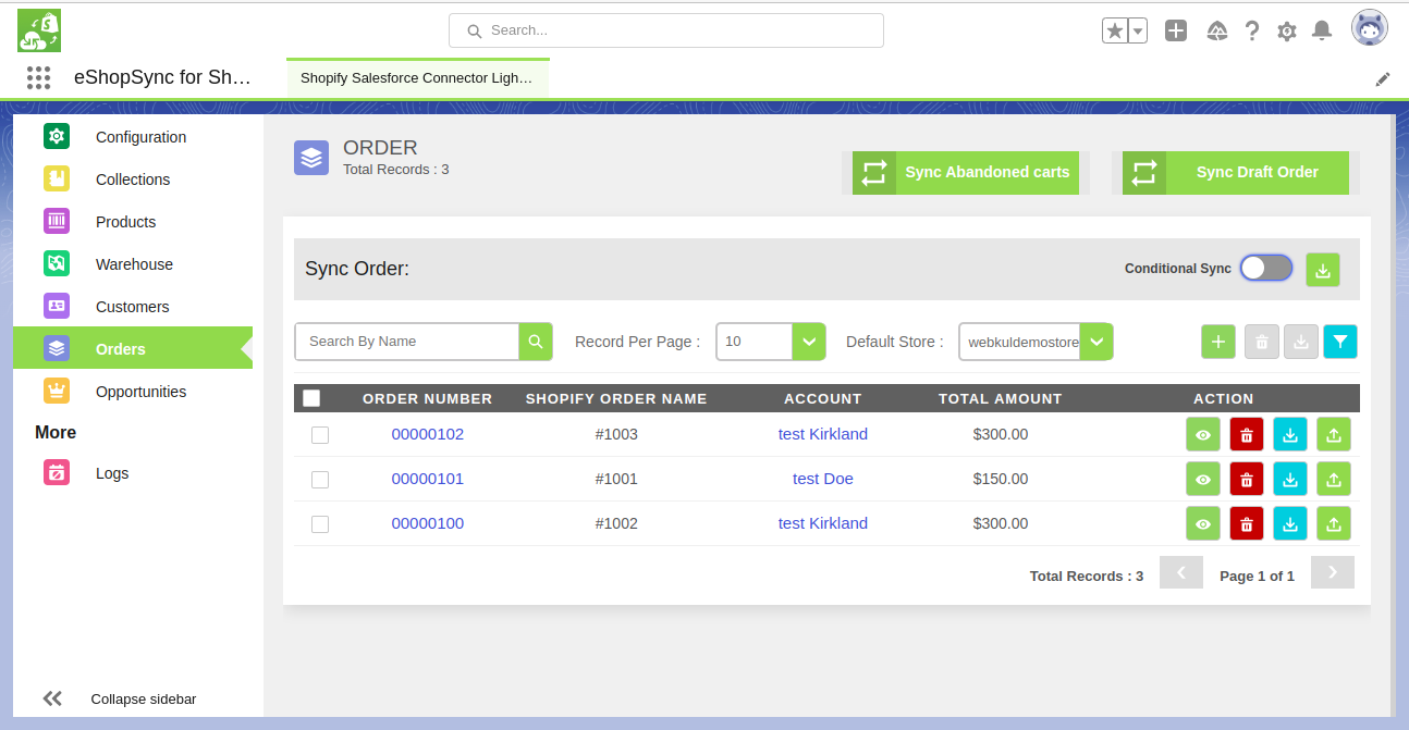 Orders shopify salesforce