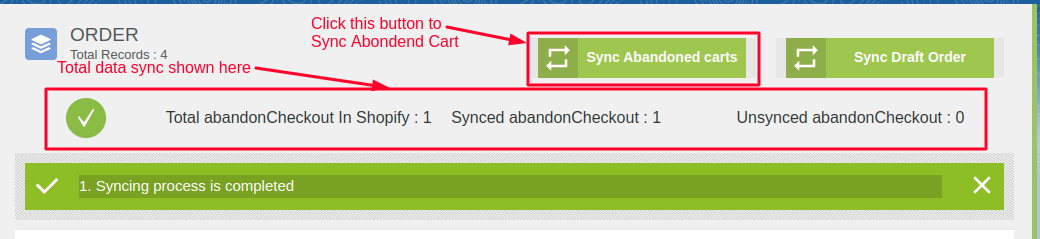 Sync Abondend Cart salesforce shopify