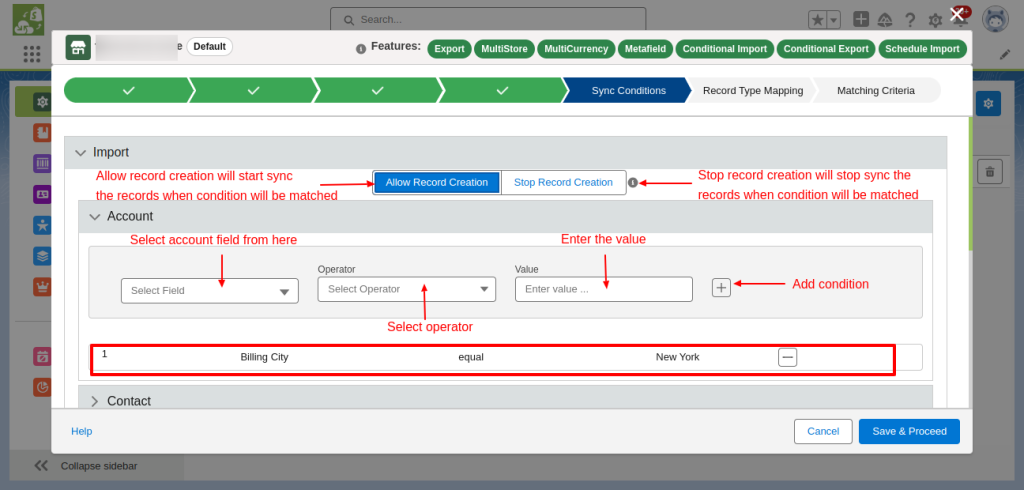 salesforce sync condition