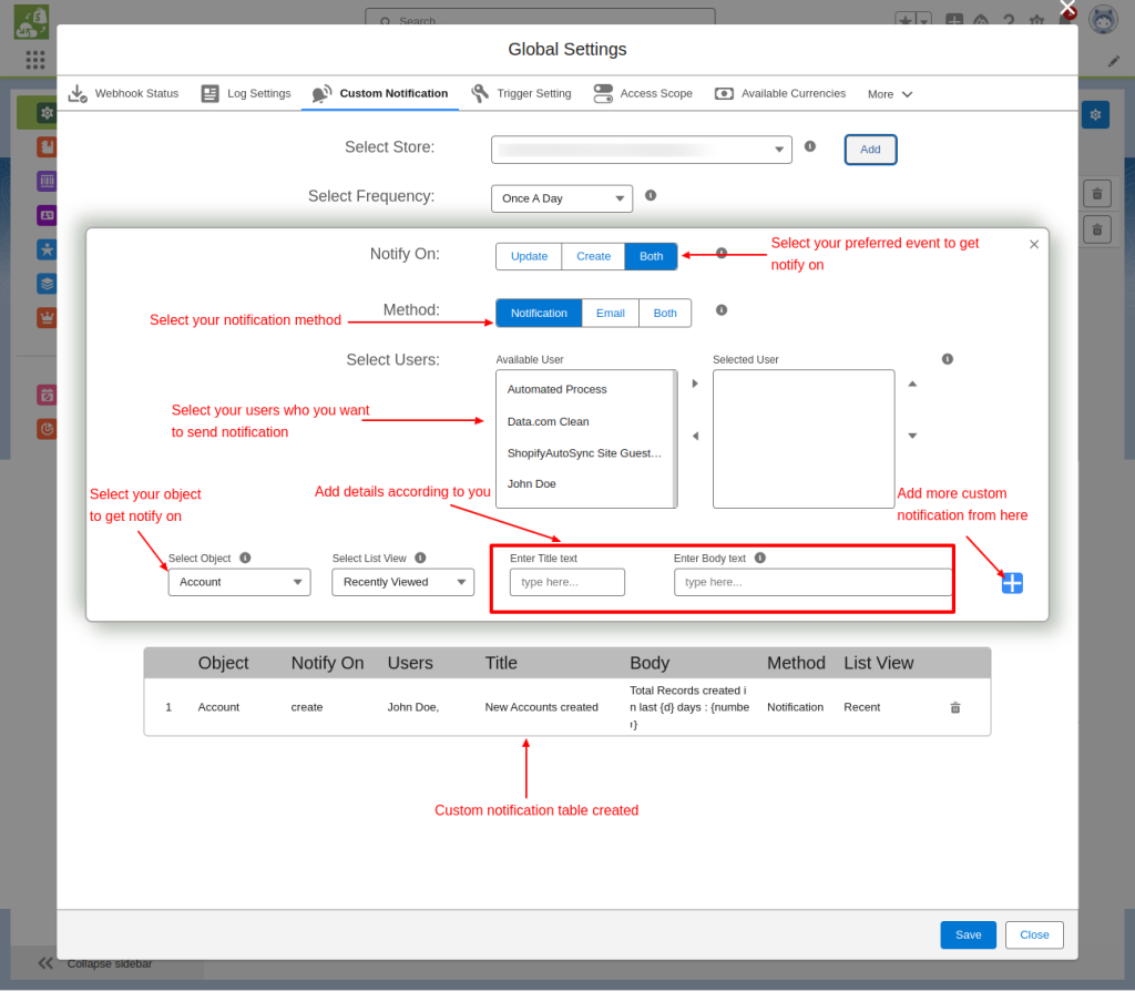 global settings custom