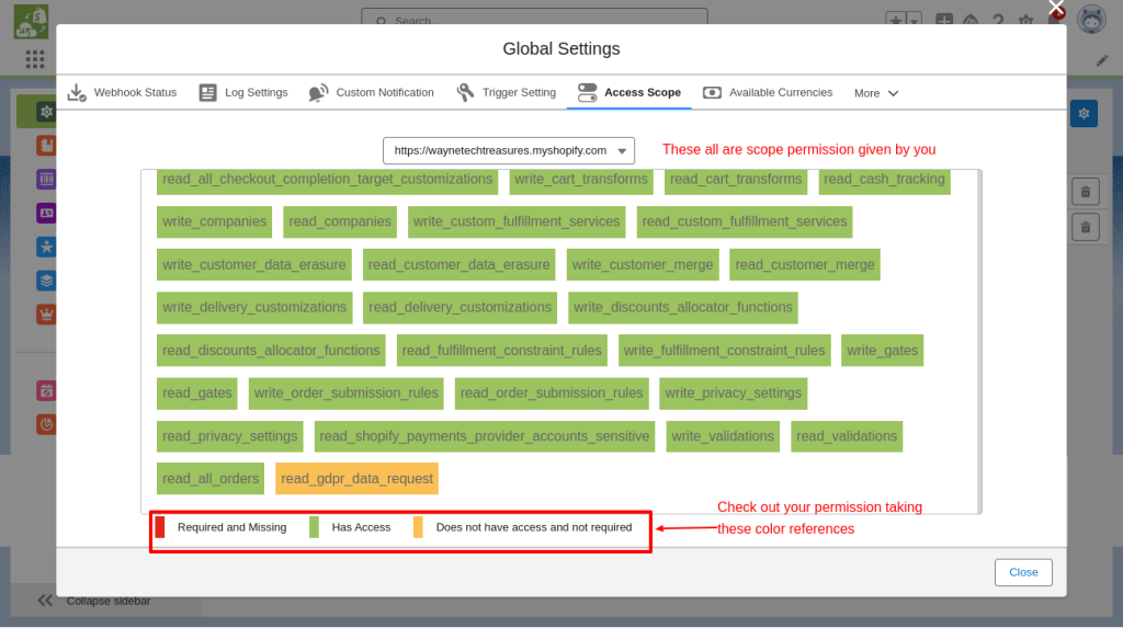 global settings access scope