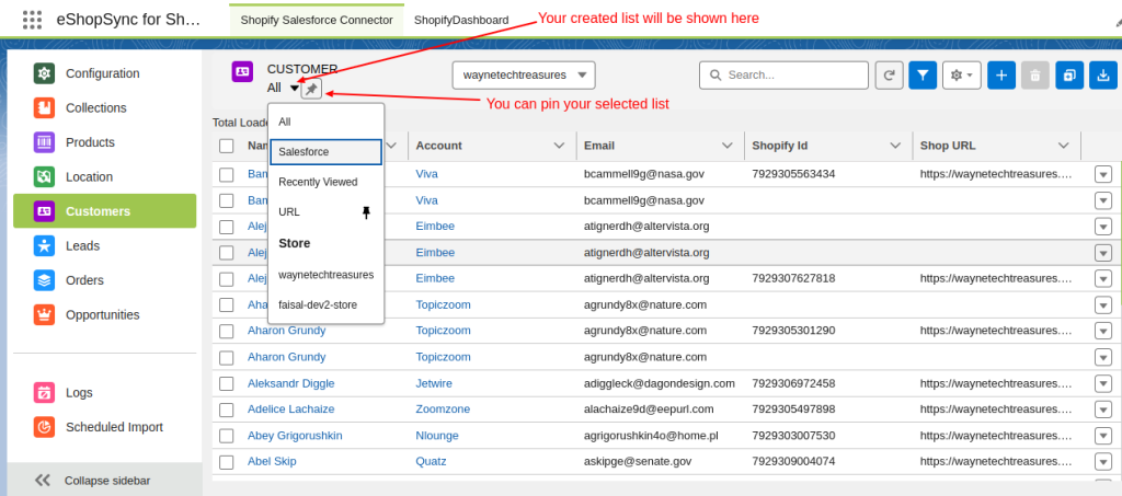 shopify salesforce connector