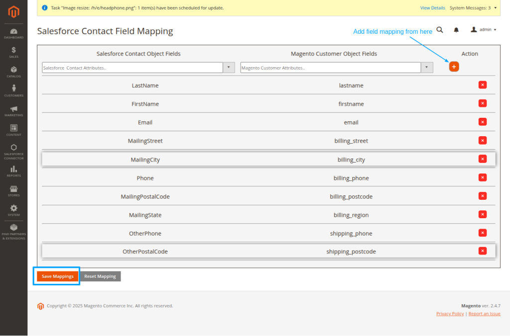 contact field mapping 