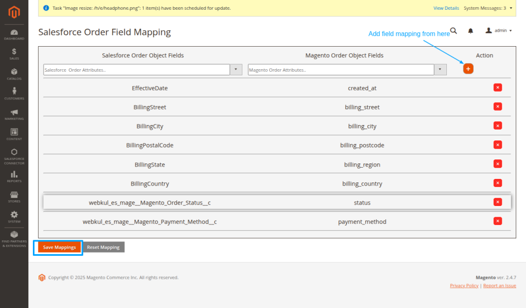 magento 2 order field mapping