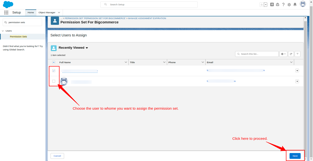 Select user to assign Permission-Sets-Salesforce