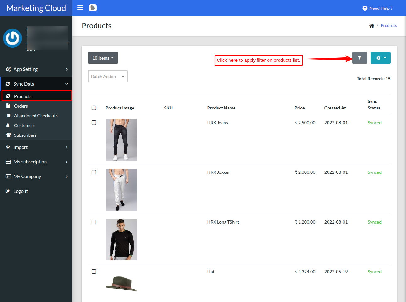 Filter Products list in Shopify SFMC