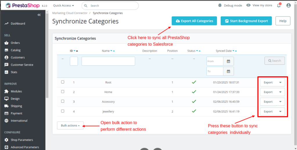 prestashop categories