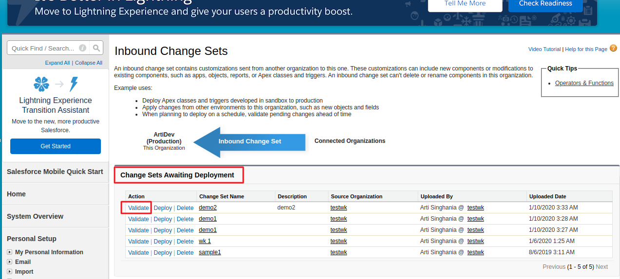 deploy page layout assignment salesforce change set