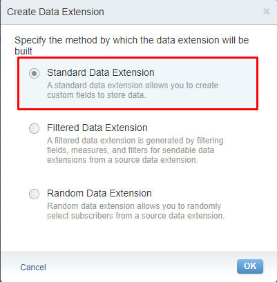 Data Extension Selection