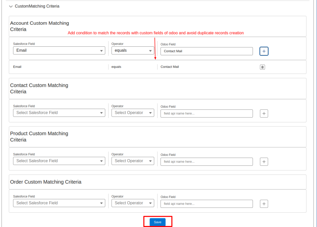 odoo config custommatch