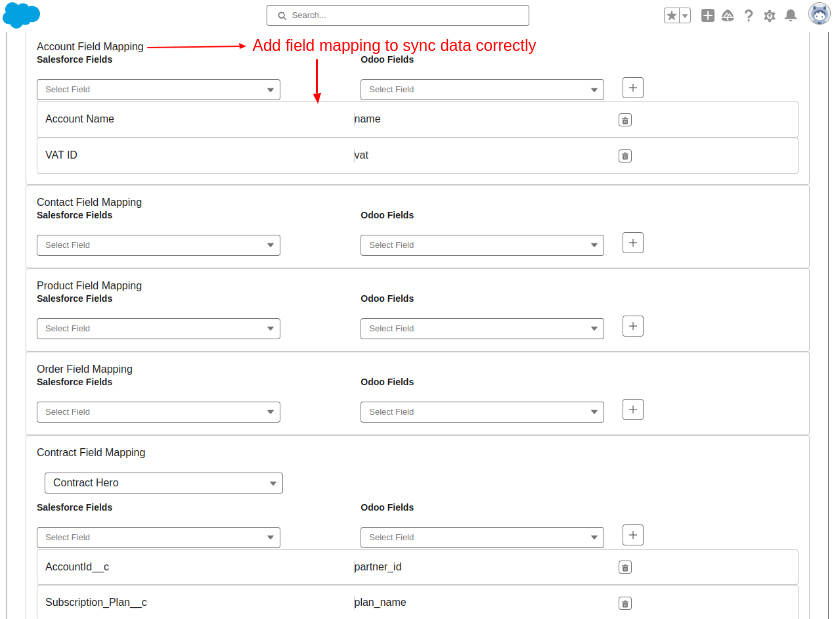 odoo config field maping