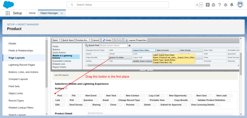 salesforce drag button