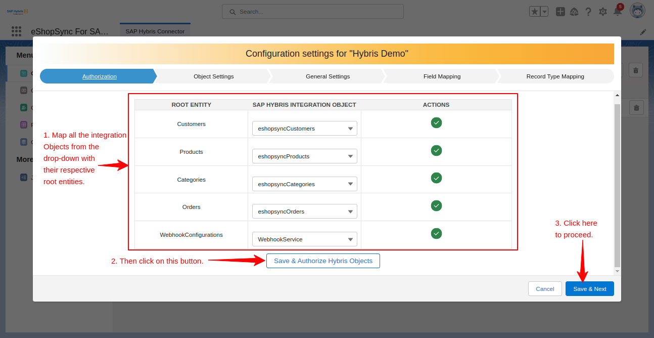 Configuration Authorization in eShopSync For SAP Hybris