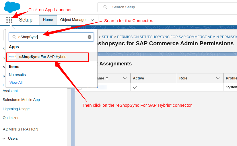 Open eShopSync for SAP Hybris connector in Salesforce