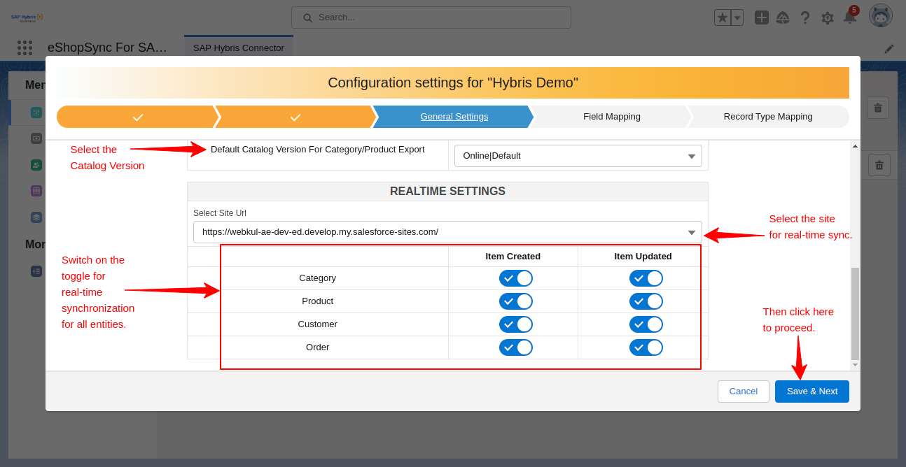 configuration General Settings2 in eShoSync For SAP Hybris