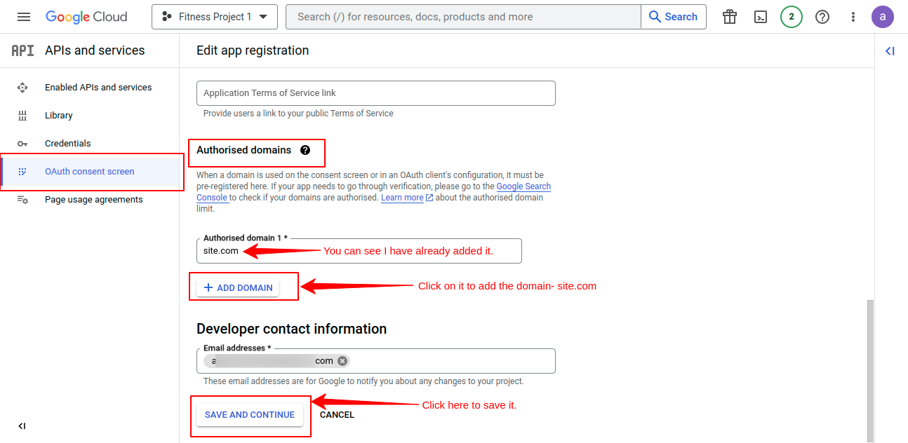 Add Domain to app--Edit-app-registration–-Google-Cloud-console
