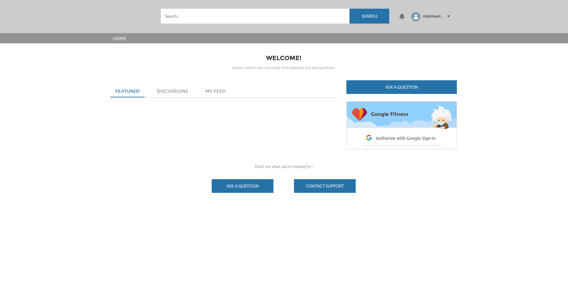 Dashboard view after Authentication To Authorize Their Google Fit Data