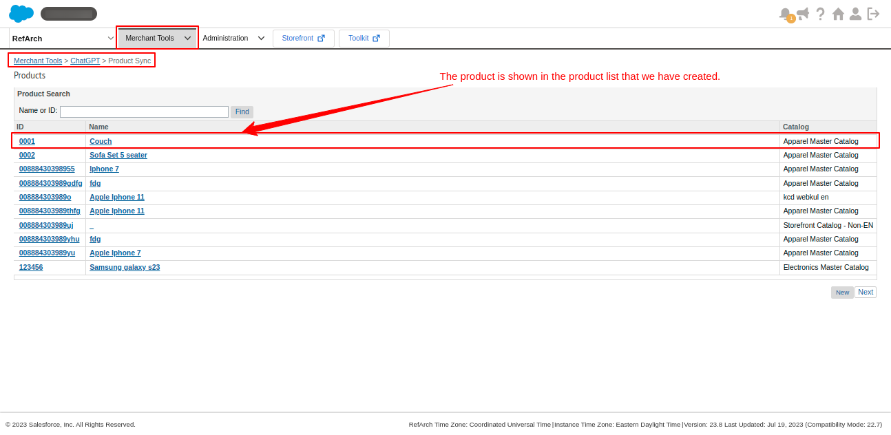 Product list in Salesforce Commerce Cloud
