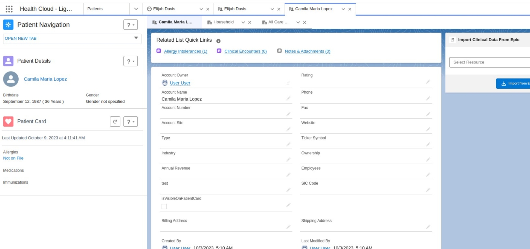 View of Patient record in Salesforce